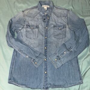 H&M Men’s Denim Button-Up Shirt USED